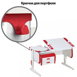 Стол-парта регулируемый с тумбой навесной 'ДЭМИ' СУТ.31, 1200х650х530-815 мм, белый/красный (КОМПЛЕКТ)