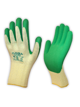 Перчатки трикотажные ОЛИВА с покрытием из нат.рельефного латекса (Россия)